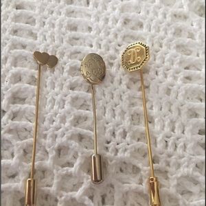 Trio Of Stick Pins Gold Tone Jewelry